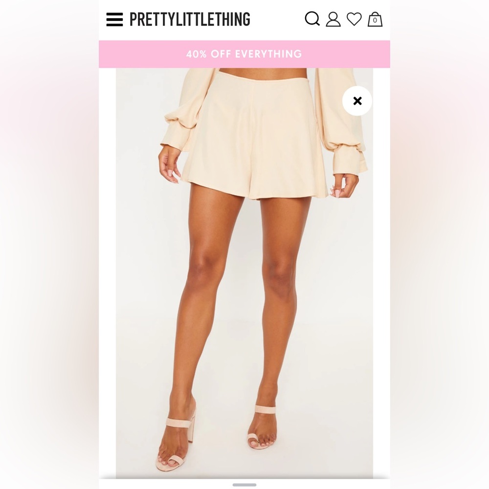 Pretty Little Thing Stone Floaty Shorts - size 8 - cream shorts